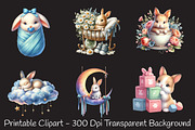 Bunny Baby Nursery Watercolor PNG, a Seasonal Illustration by RobertsArt (Thumbnail 4 of 8)