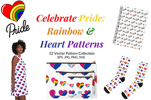 Celebrate Pride: Rainbow & Heart, a Pattern Graphic by Elatedowl