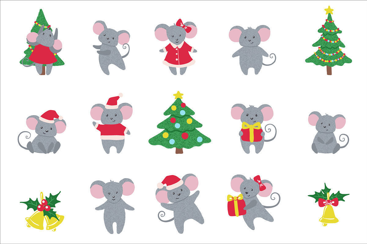 Cute hand drawn Mice Set., an Object Graphic by MalniArt