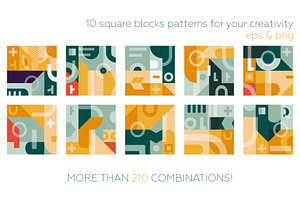 Square Geometric Pattern Set.