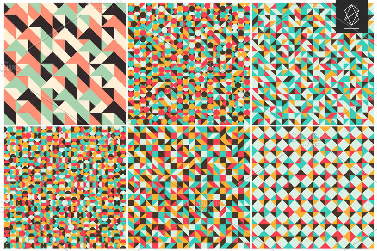 Retro geometric seamless pattern set, a Pattern Graphic by Yury Velikanov (Photo 4 of 5)