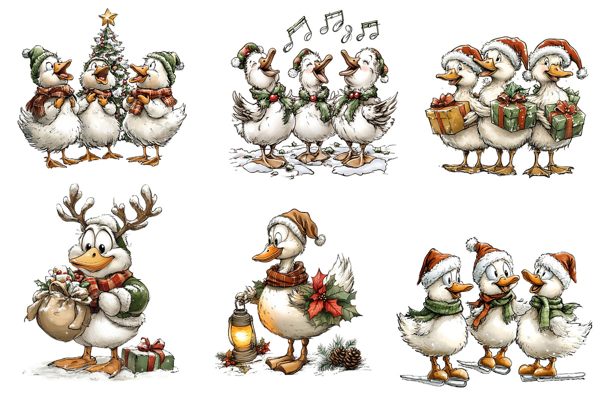 Christmas Geese Clipart, an Illustration by CreationArt (Photo 4 of 5)