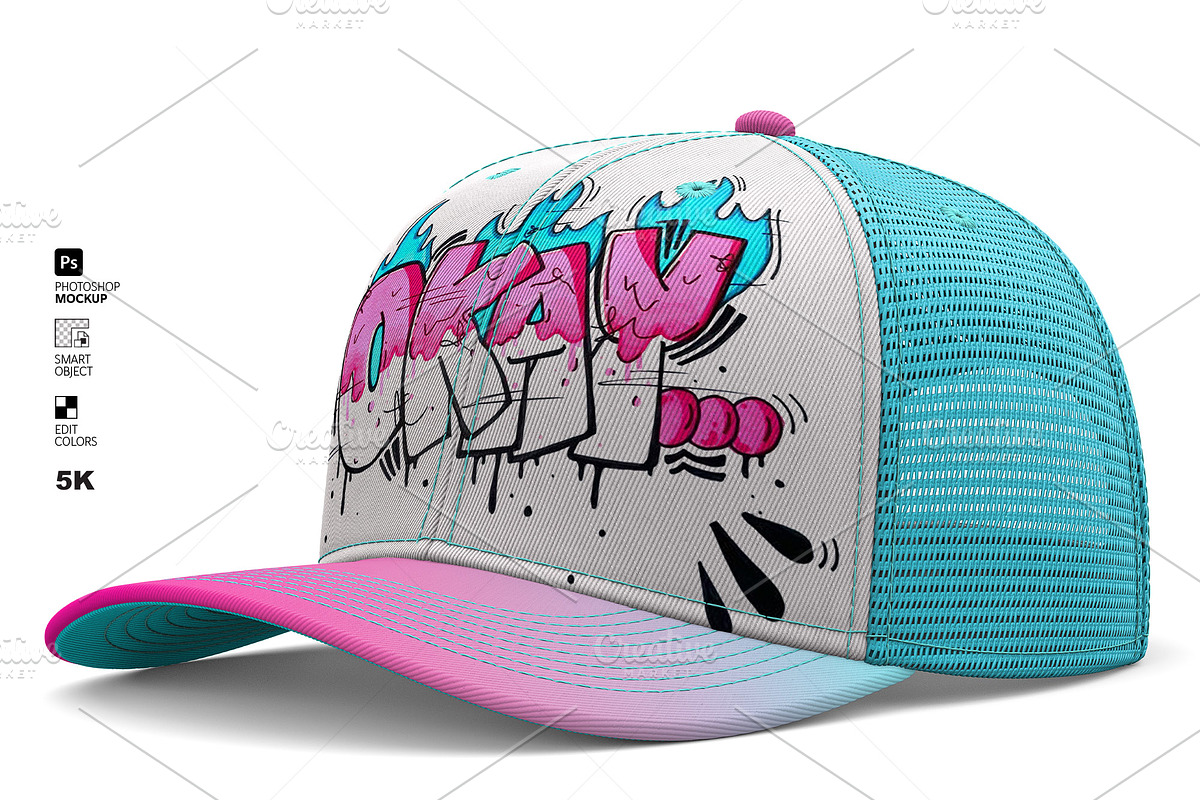 Fully Editable Trucker Hat Mockup PS, a Hat Mockup by LESZ Design (Photo 3 of 8)