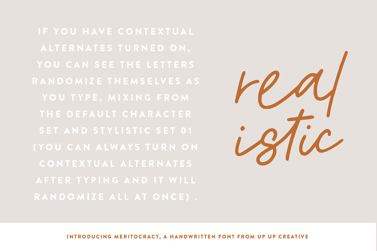 Meritocracy Handwritten Font, a Script Font by Up Up Creative (Photo 5 of 8)