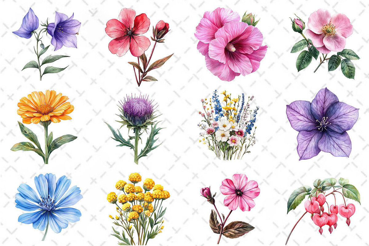 Watercolor Wildflowers Clipart, an Illustration by Dream Creation (Photo 3 of 5)