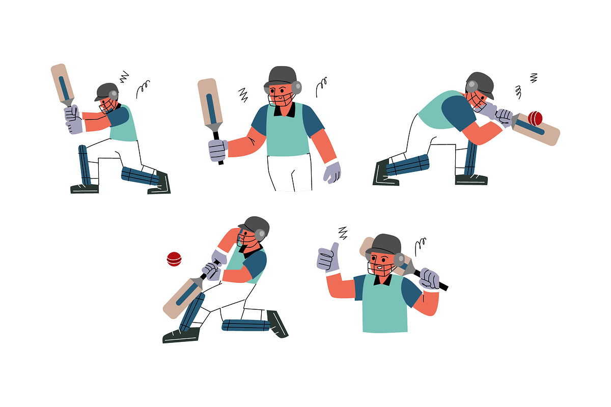Cricket Man Vol 2 Illustration Set, a Sport Illustration by SLAB! Design (Photo 2 of 3)