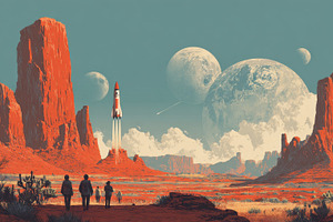 Rocket launch in the desert, a Photo by Beautiful things