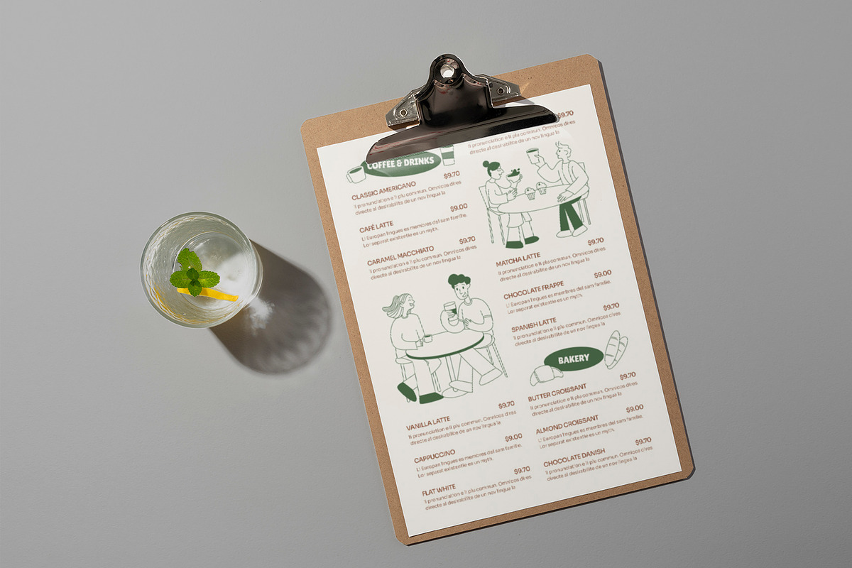 Minimal Retro Coffee Shop Menu, a Stationery Template by Neermana (Photo 3 of 4)