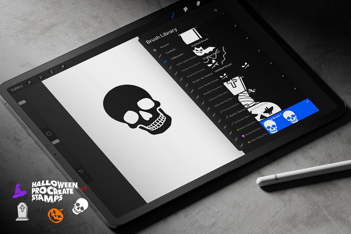Halloween Procreate Stamp Brushes, a Brush Add-On by Layerform Design Co. (Photo 2 of 5)