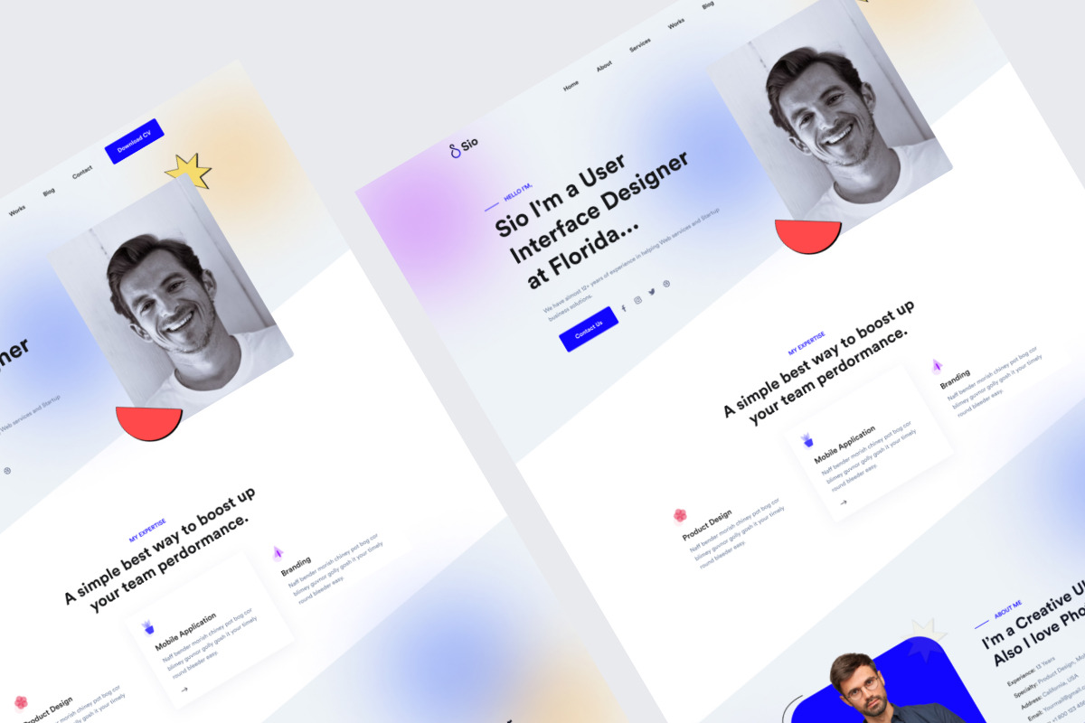 Sio - Personal Portfolio  Figma Temp, an UI Kit Template by ArtGalaxy (Photo 3 of 6)