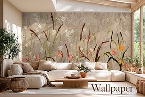 Wallpaper Field of Grasses, a Wallpaper Graphic by apollinariia_shop