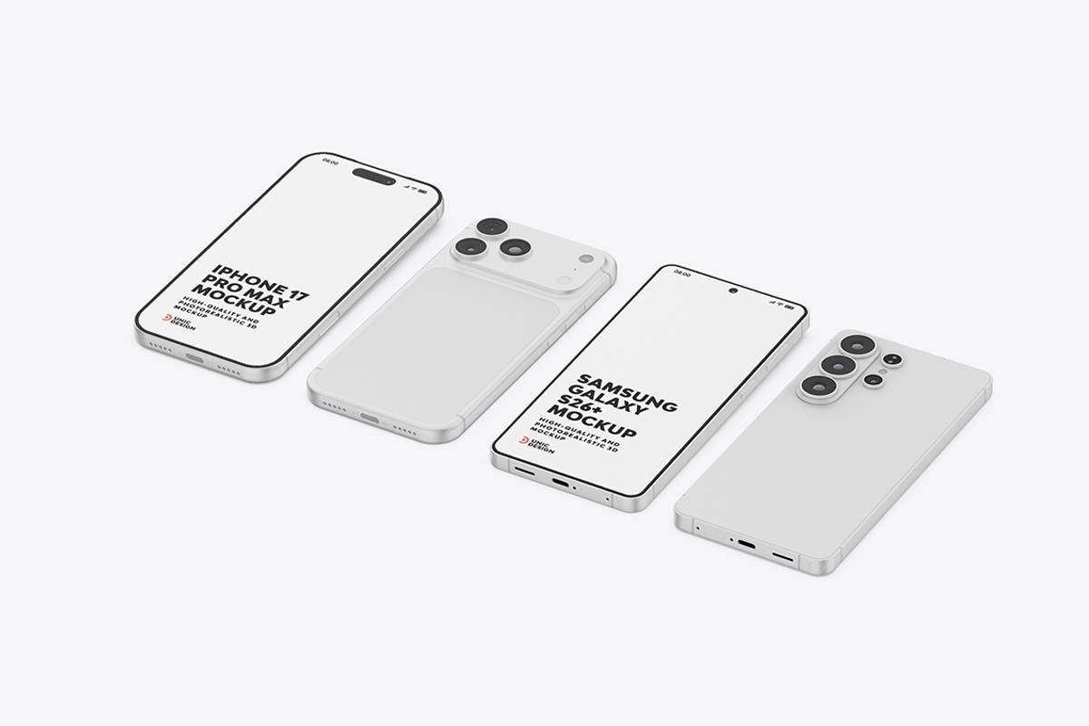 iPhone 17 & Samsung S26 Phone Mockup, an iPhone Mockup by UnicDesign (Photo 9 of 9)