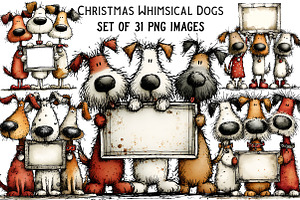 Christmas Whimsical Dogs Clipart, an Illustration by Craft Nest