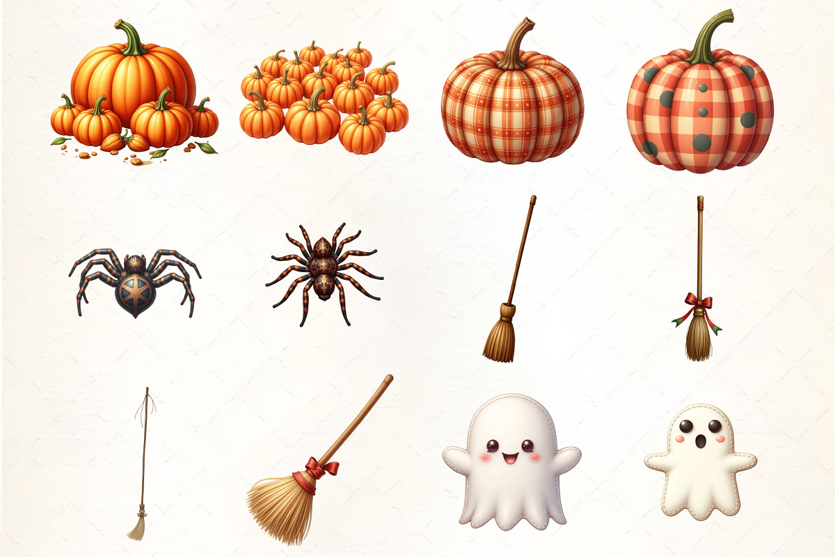 Cute Patchwork Halloween Clipart, an Illustration by CrexoraLab (Photo 2 of 5)