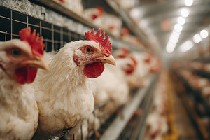 White Chickens in Cage Farm Industry, a Photo by Pixeness Studio