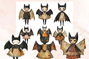 Halloween Bat Paper Doll Mixed Media, a Background Graphic by GiraffeCreative (Thumbnail 8 of 9)