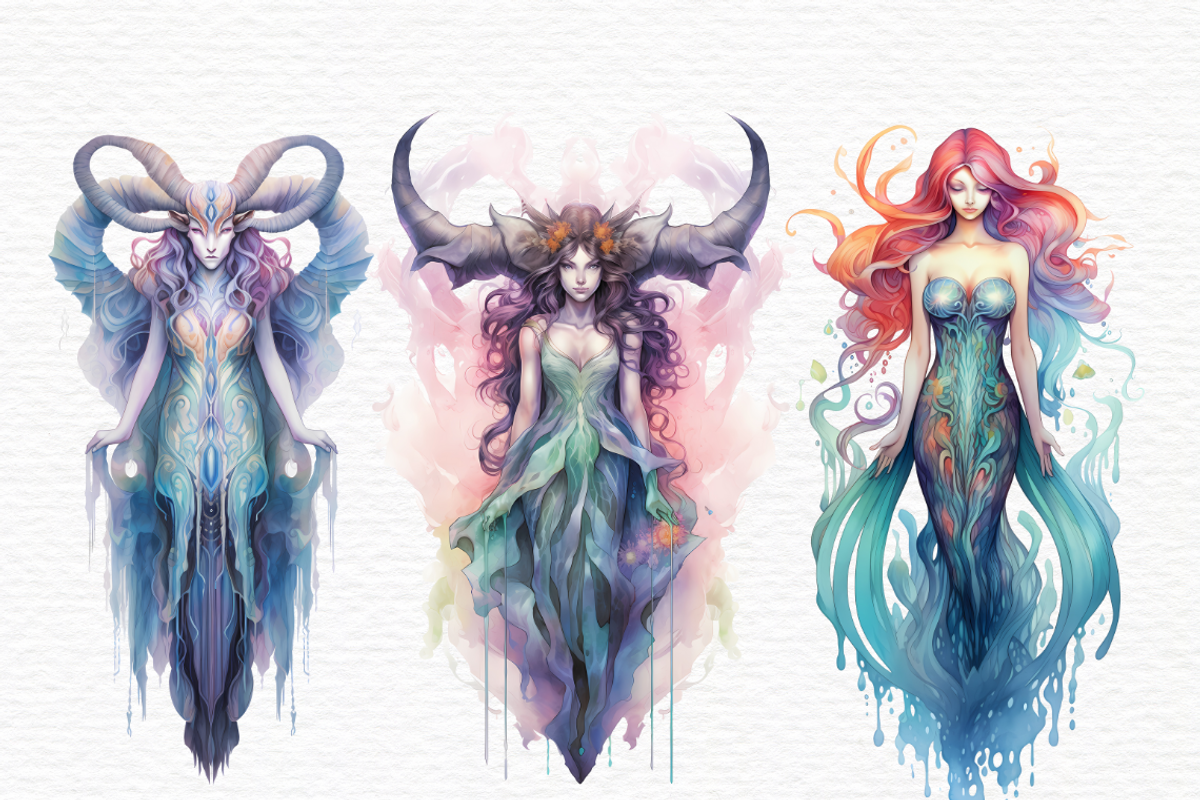 Zodiac signs, taurus watercolor, an Object Graphic by Invite to Clipart
