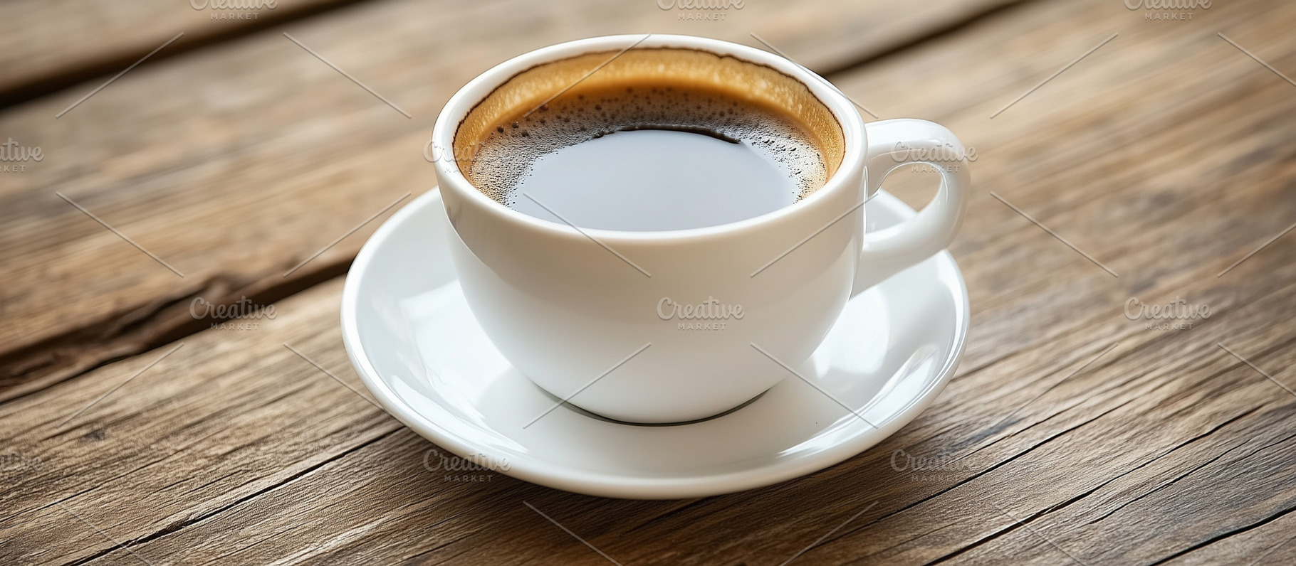 Cup of coffee on wooden table banner, a Food & Drink Photo by MistyDay