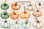 Autumn Pumpkin Watercolor Clipart, an Illustration by Vavavan Artwork (Thumbnail 2 of 4)