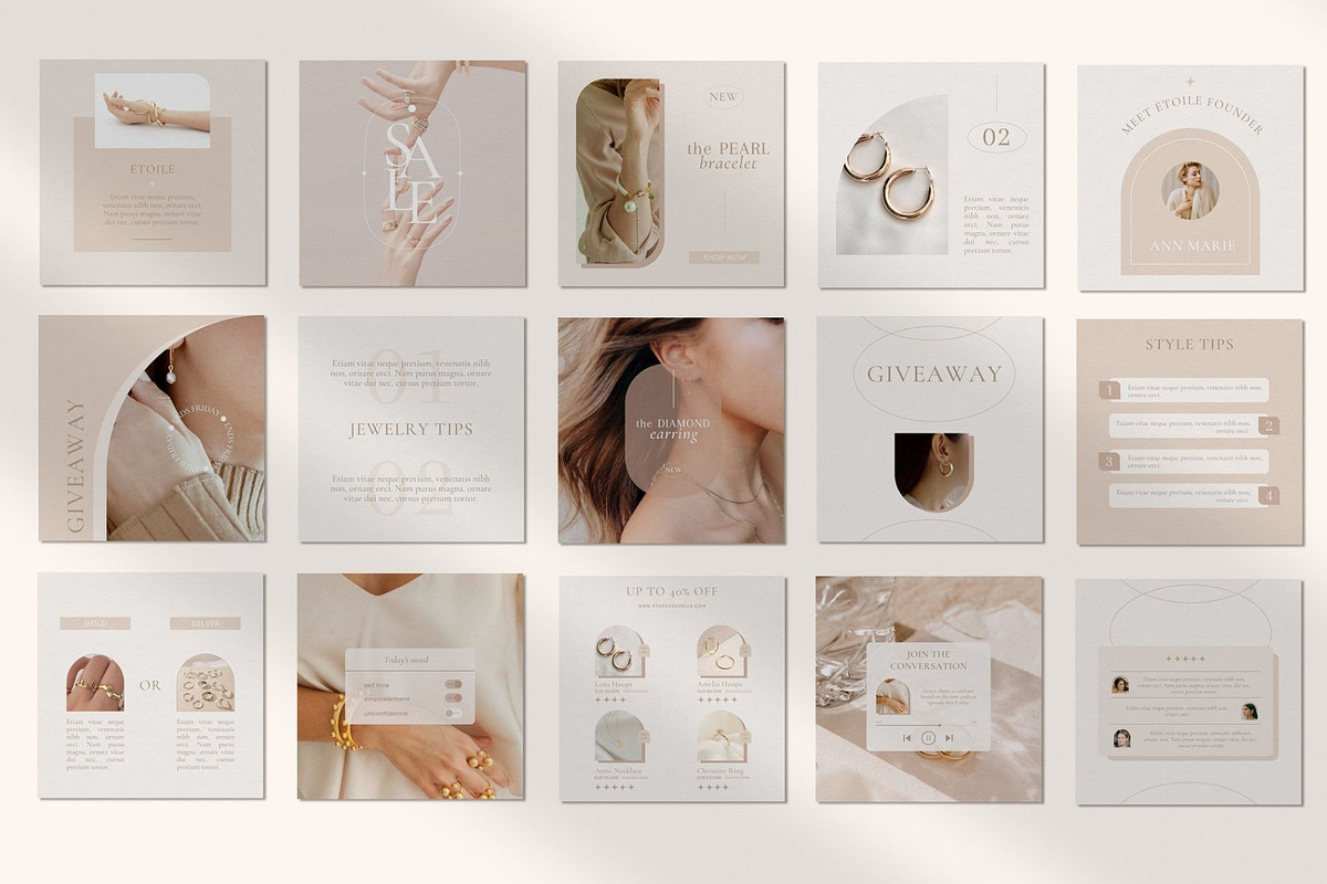 Jewellery Instagram Templates Canva, a Social Media Template by Studio Suvelle (Photo 2 of 7)