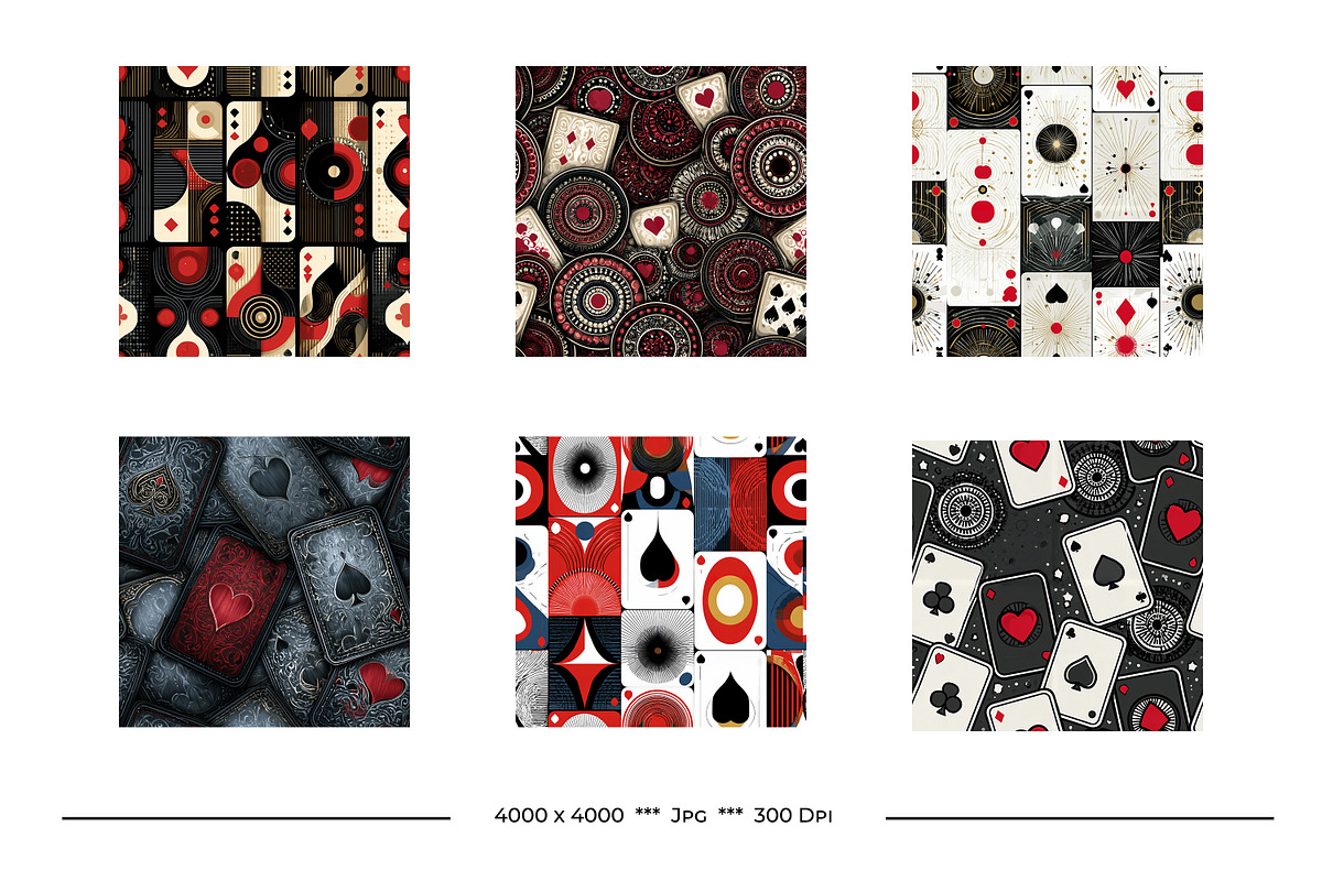Playing Card Retro Art Style Pattern, a Pattern Graphic by karenfoleyphoto (Photo 7 of 11)