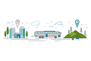 Bus travel, line art set, a Transportation Illustration by Good Studio (Thumbnail 3 of 4)