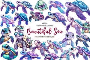Beautiful Sea Turtles PNG Bundle, an Illustration by CreationArt