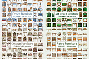 Furniture Clipart Mega Bundle, an Object Graphic by Project Deco (Thumbnail 3 of 5)