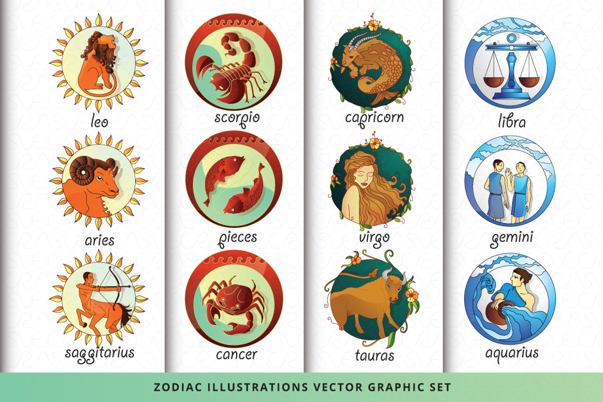 6 zodiac sets 204+ illustrations, an Illustration by VecRas (Photo 6 of 17)