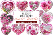 Elegant Rose Heart Clipart, an Illustration by DreamArtGraphic (Thumbnail 1 of 5)
