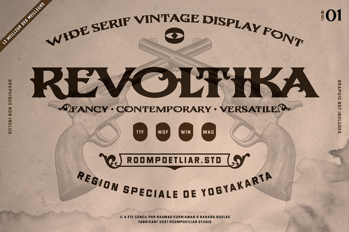 Revoltika Wide serif vintage display, a Serif Font by RMPL.std (Photo 1 of 4)