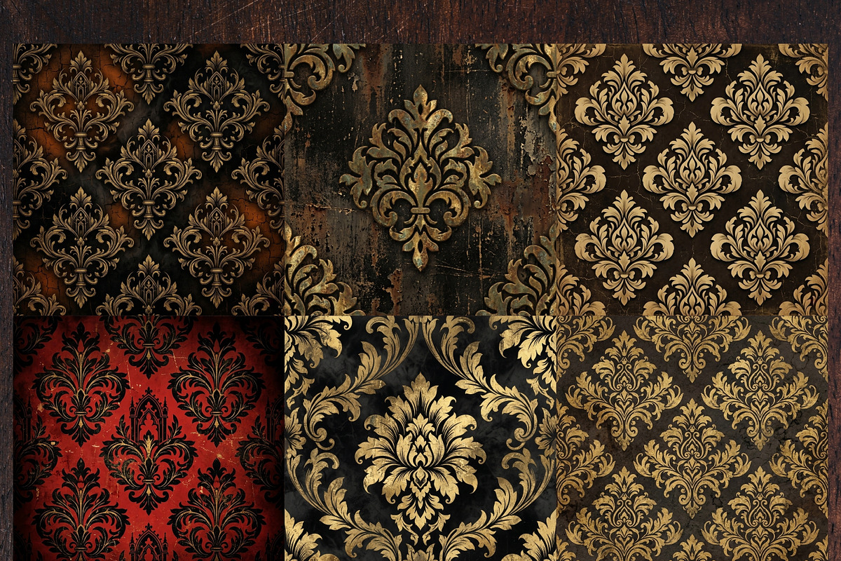 Gothic Damask Digital Paper, a Pattern Graphic by LA Design (Photo 4 of 10)