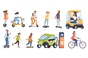 People eco transport. Man woman ride, a Technology Illustration by Stock-Smart-Start