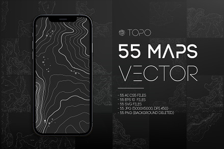 55 Vector Topographic Maps Bundle, a Texture Illustration by RDShop