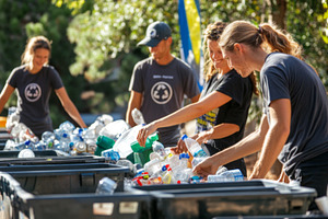 Volunteers Sorting Plastic Bottles at a Recycling Event, an Abstract Photo by Natalia Klenova's Shop