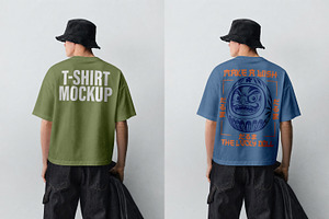 T-Shirt Back Mockup PSD - Male Model