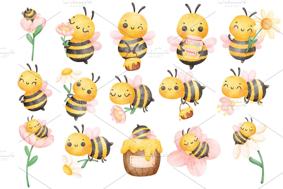 Watercolor Honey Cute illustration, a Food Illustration by Stellalunarts (Photo 1 of 2)