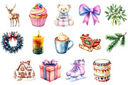 Stylish Watercolor Christmas Clipart, an Illustration by Daily.Designs (Thumbnail 3 of 3)
