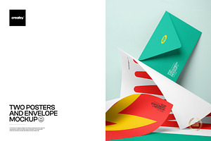 Two Posters and Envelope Mockup, a Product Mockup by creatsy5