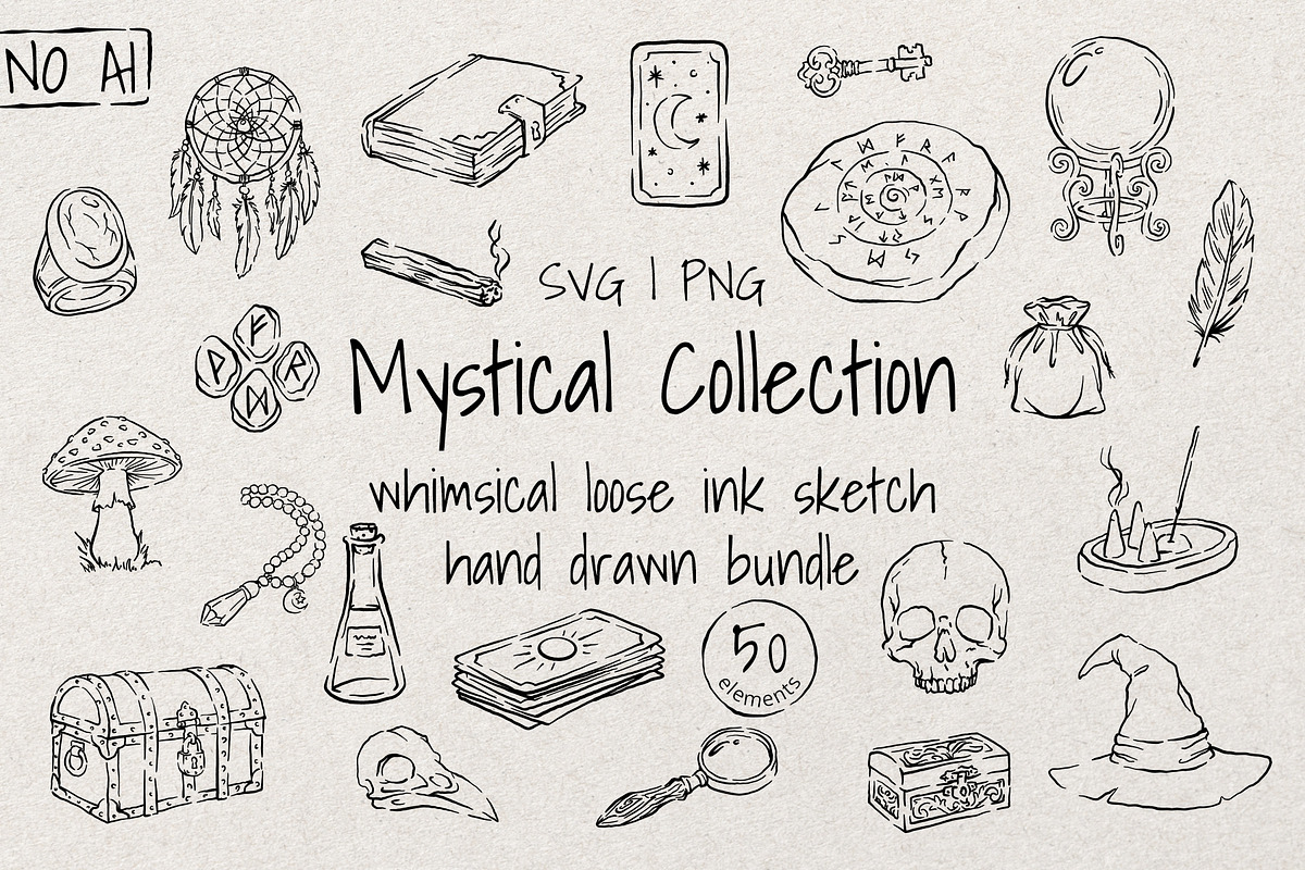 Mystical Whimsical Sketch Bundle, a Decorative Illustration by Artalia (Photo 1 of 5)