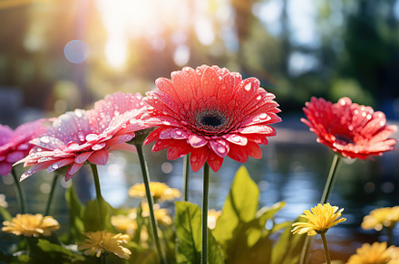 Colorful gerbera flowers in the park, a Nature Photo by AlyaAnd