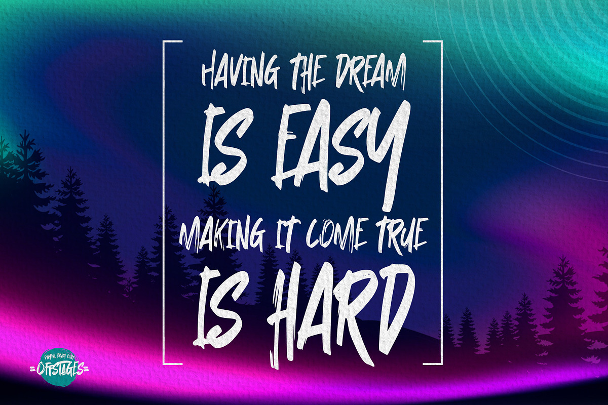 Offstages - Strong Brush Script, a Script Font by Gassstype (Photo 3 of 8)