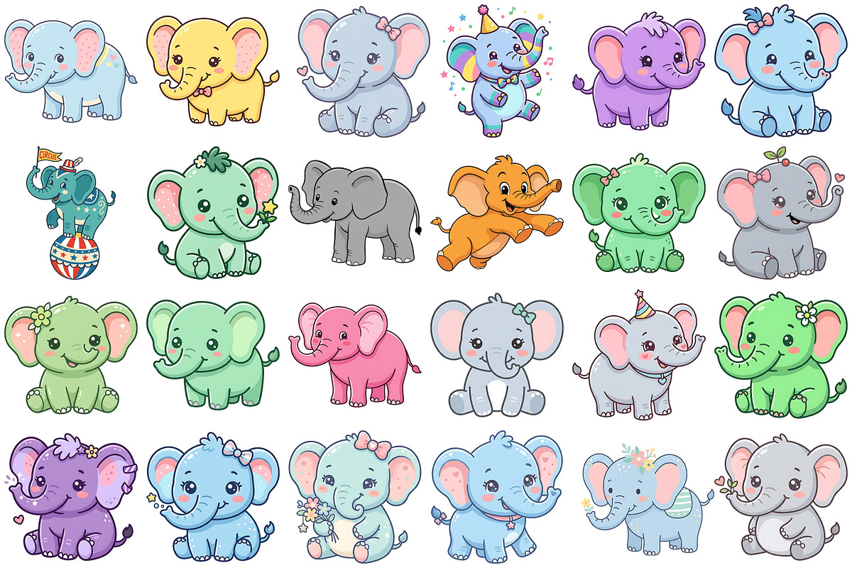 Cute Elephant Clipart, an Animal Illustration by Forhadx5 (Photo 3 of 10)