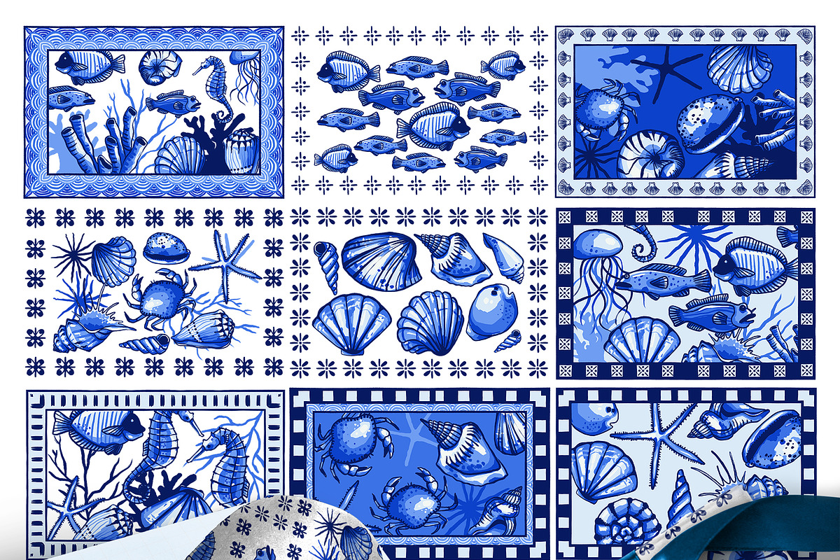 Nautical Delft Blue Collection, a Pattern Graphic by ArtPavo (Photo 9 of 12)