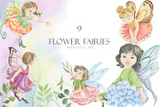 Flower fairies. watercolor set, an Illustration by Love Watercolor Store (Thumbnail 1 of 8)