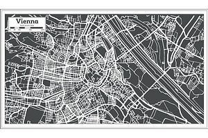 Vienna Austria Map In Retro Style.