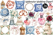 Watercolor Wedding Clipart Bundle, a Seasonal Illustration by CitraGraphics (Thumbnail 1 of 7)