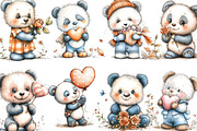 Whimsical Valentine Panda Clipart, an Illustration by Designking (Thumbnail 2 of 5)