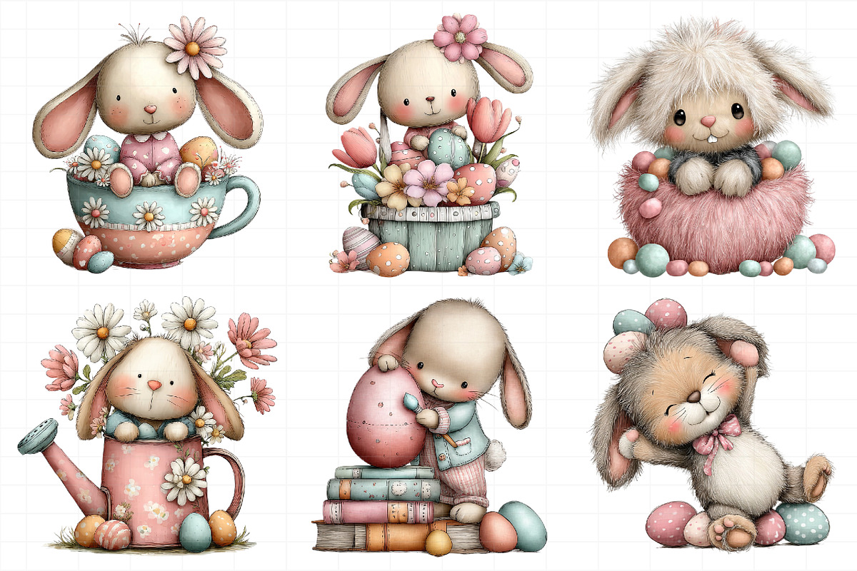 Whimsical Easter Bunny Clipart, an Illustration by Daily.Designs (Photo 6 of 8)