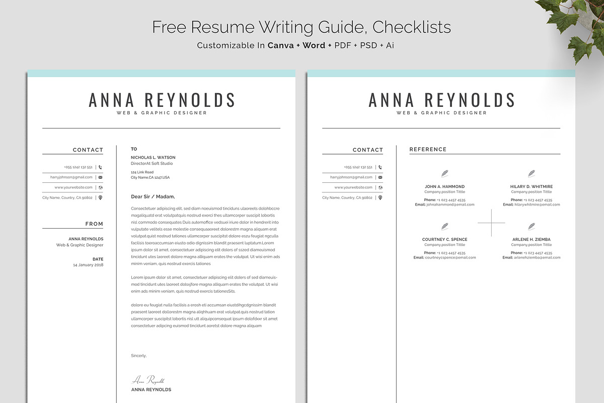 Resume / CV Template | Canva & Word, a Resume Template by CreativeZoom (Photo 4 of 8)
